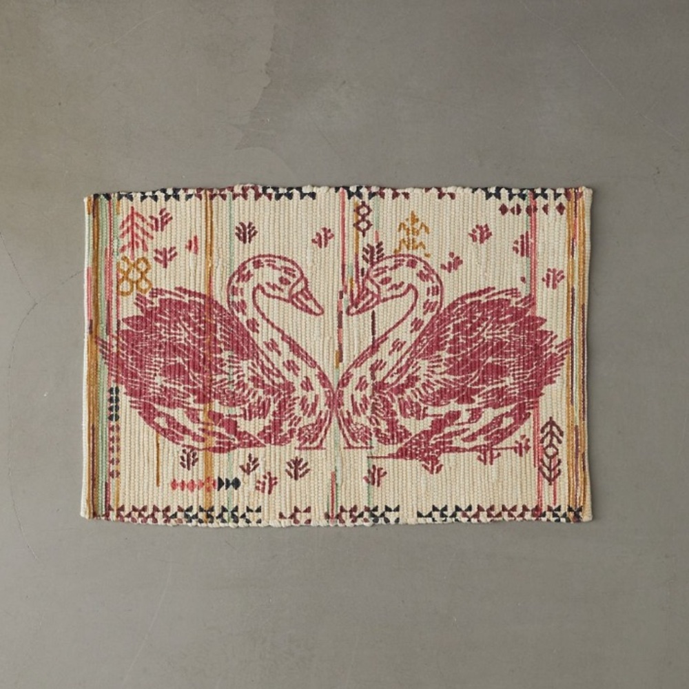 ISO Urban Outfitters Pink Swan Woven Bath Mat